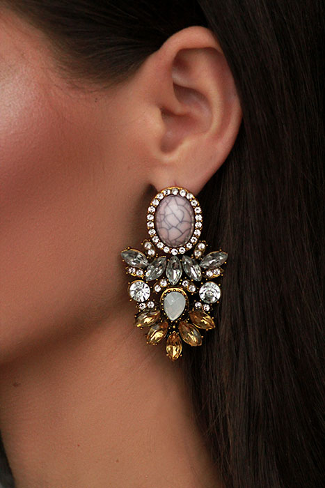 pink crystal statement earrings