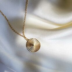 Gold Sun Disc Necklace