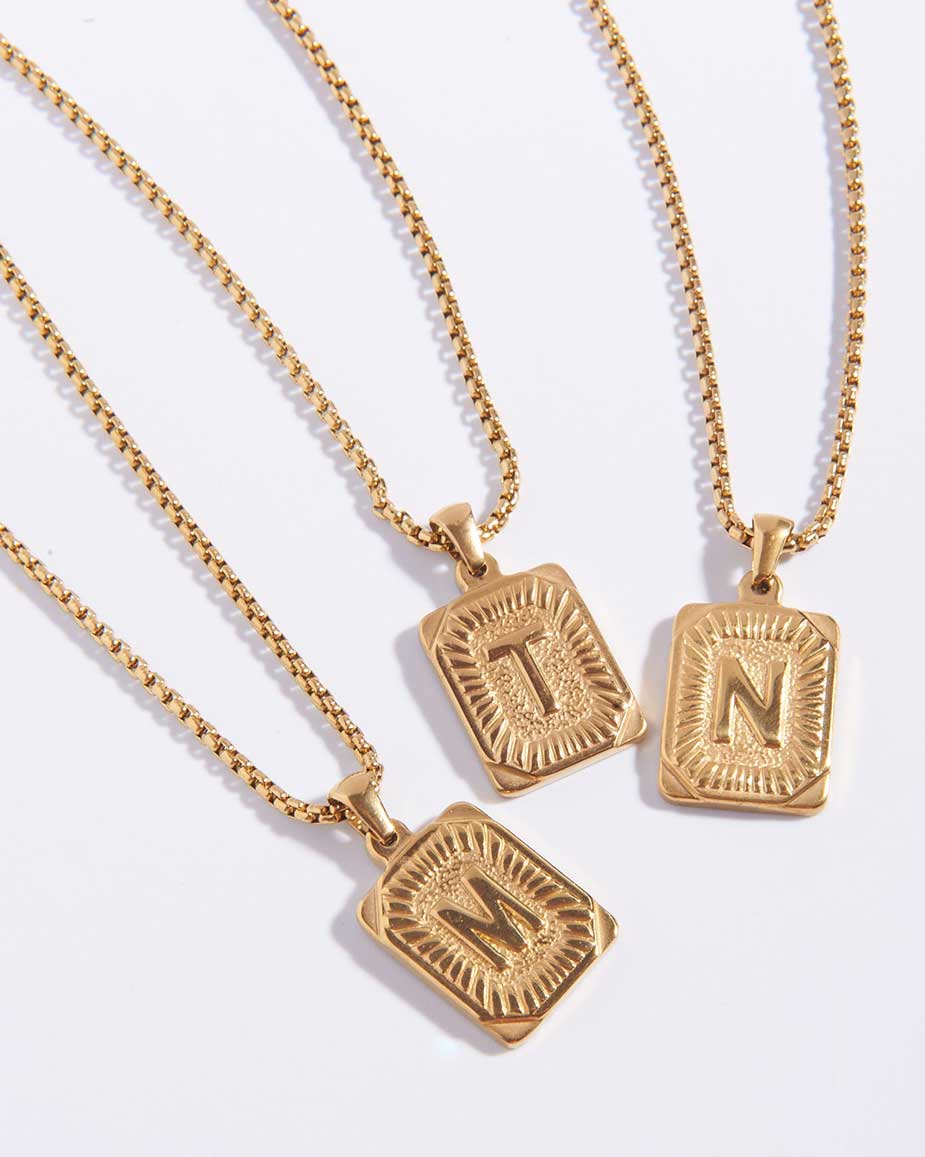 Rectangular Initial Necklace Rectangular Initial Necklace