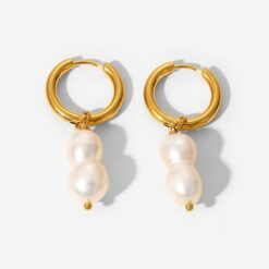 Double Pearl Drop Earrings