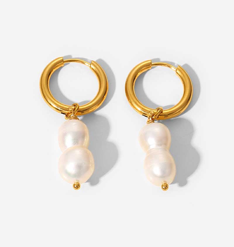 Double Pearl Drop Earrings Double Pearl Drop Earrings
