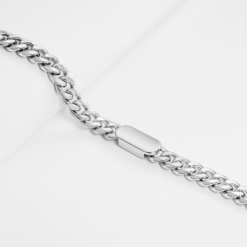 Cuban Bar Chain Bracelet, Silver Cuban Bar Chain Bracelet, Silver