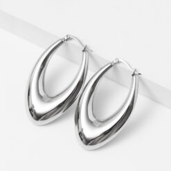 V Shaped Hoops, Silver