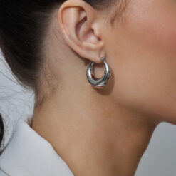 Small Silver Moon Hoop Earrings