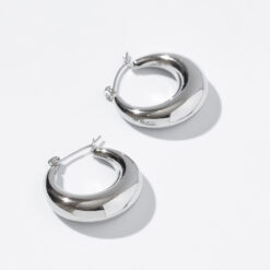 Small Silver Moon Hoop Earrings