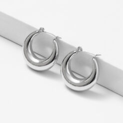 Small Silver Moon Hoop Earrings