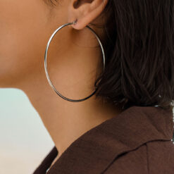 Sunlit Serenity Hoops, Silver 2.75inch
