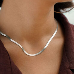 Silver Classic Herringbone Necklace