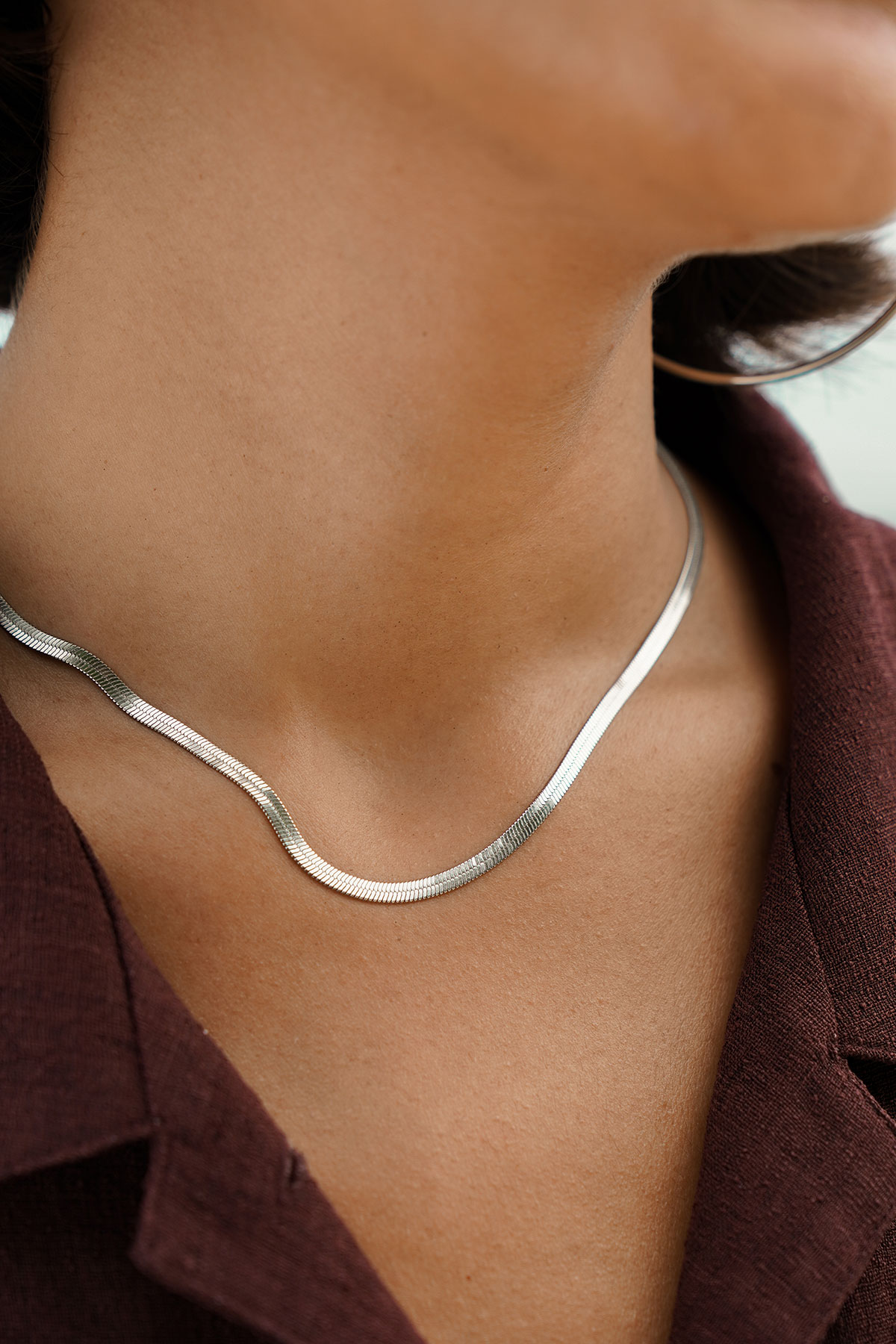 Silver Classic Herringbone Necklace Silver Classic Herringbone Necklace